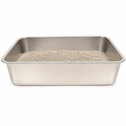 Stainless Steel Cat Litter Box | Large Open Tray For Cat