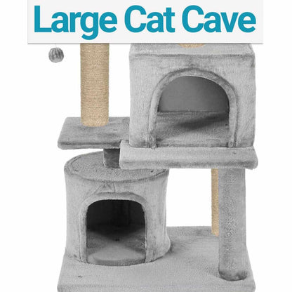 Multistory Fur Fabric Cat Tree for Kittens | 57 Inch (FURR-55)