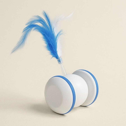 Interactive Rolling Cat Toy with Feather Teaser Automatic Motion Pet Toy