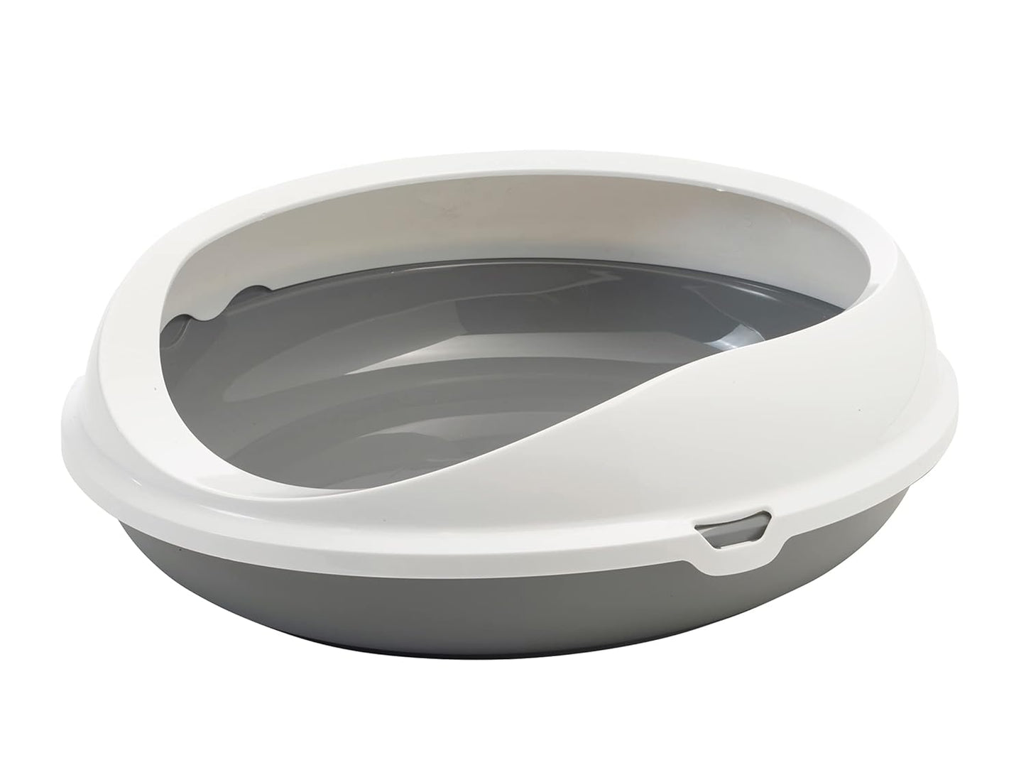 Figaro Oval Cat Litter Tray with Rim in Grey