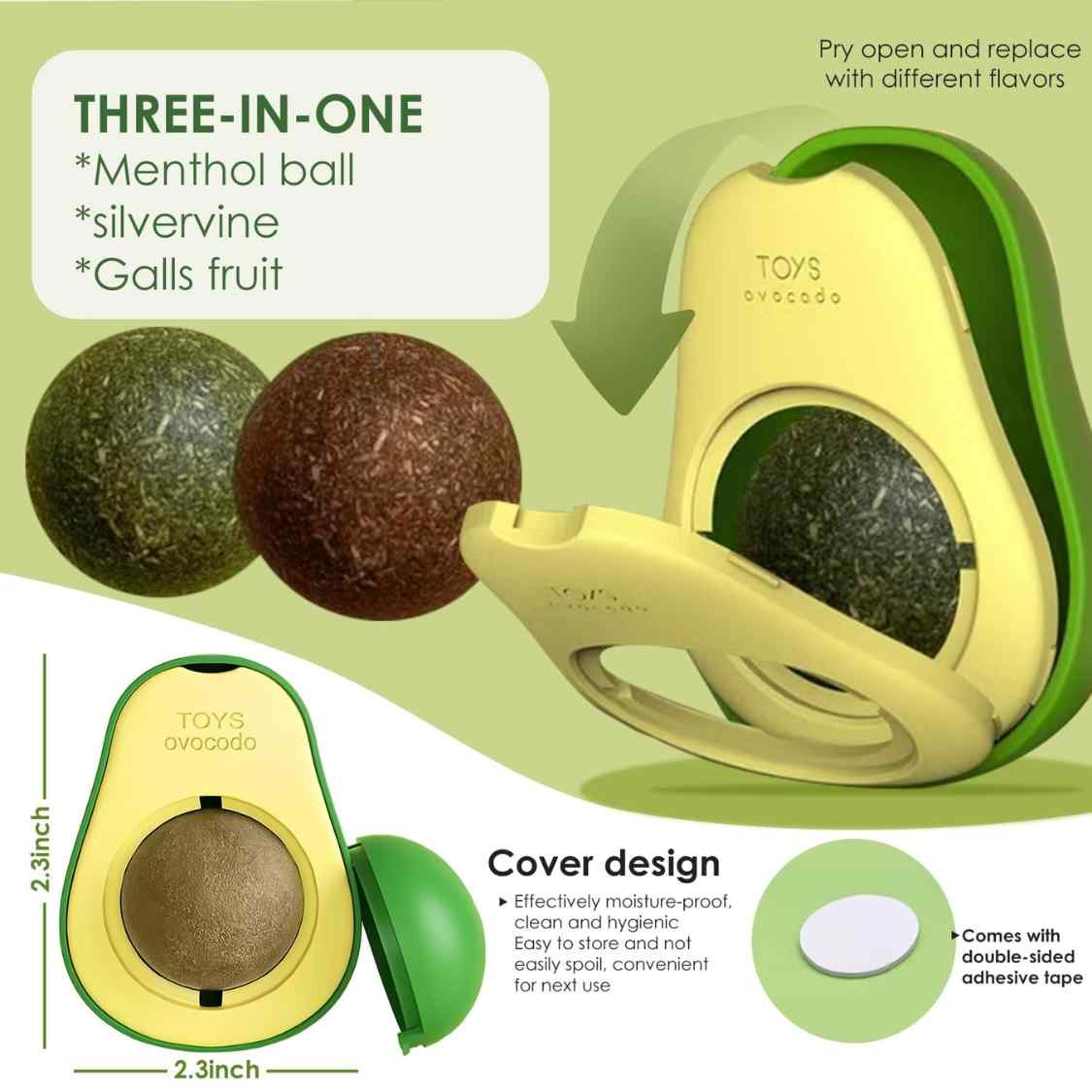 Catnip Wall Ball Toy | Rotating Dental Treat Toy for Cats