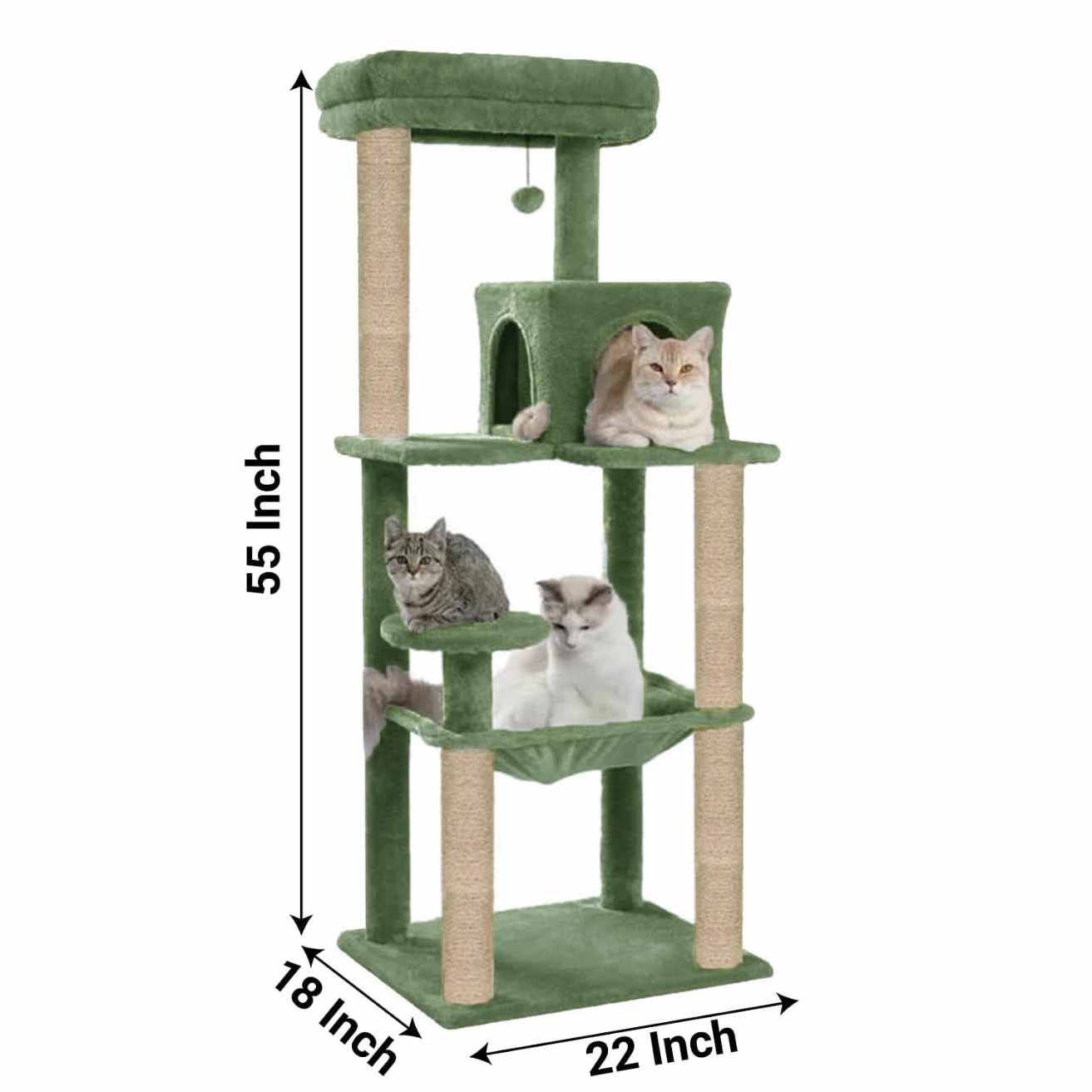 Green Cat Condo with Fur| Toys & Scratching Posts