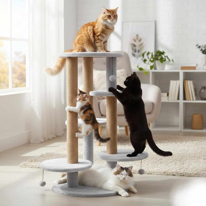 Multi-Level Cat Tree with Scratching Posts & Platforms | Grey (FURR-11)