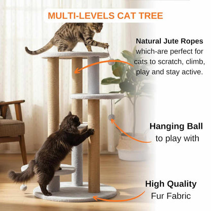 Multi-Level Cat Tree with Scratching Posts & Platforms | Grey (FURR-11)