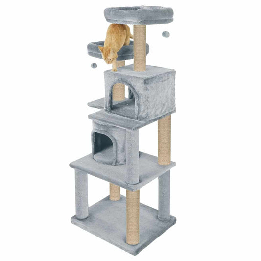 Multistory Fur Fabric Cat Tree for Kittens | 57 Inch (FURR-55)