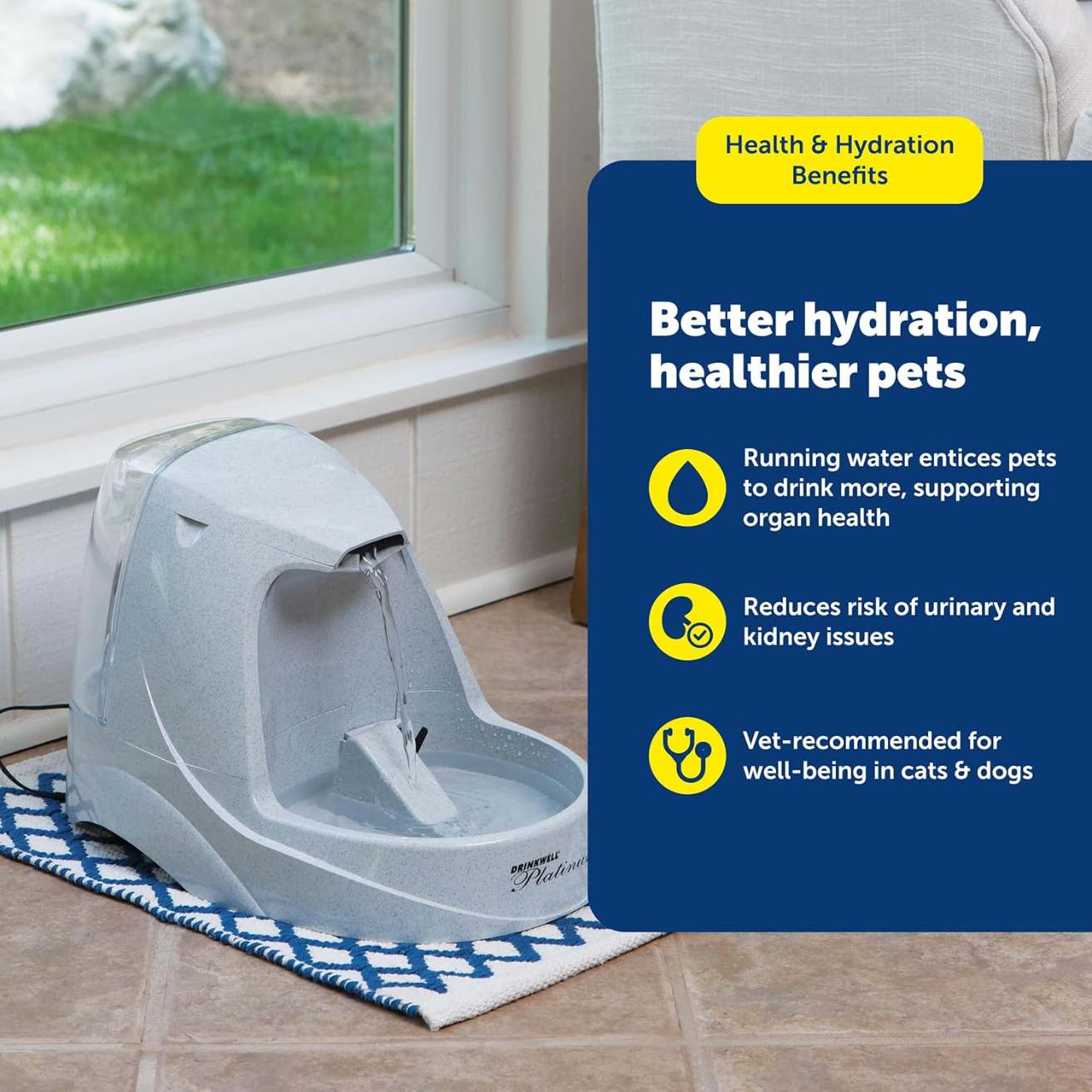 Dog & Cat Water Fountain | Automatic Pet Fountain 168 oz Grey