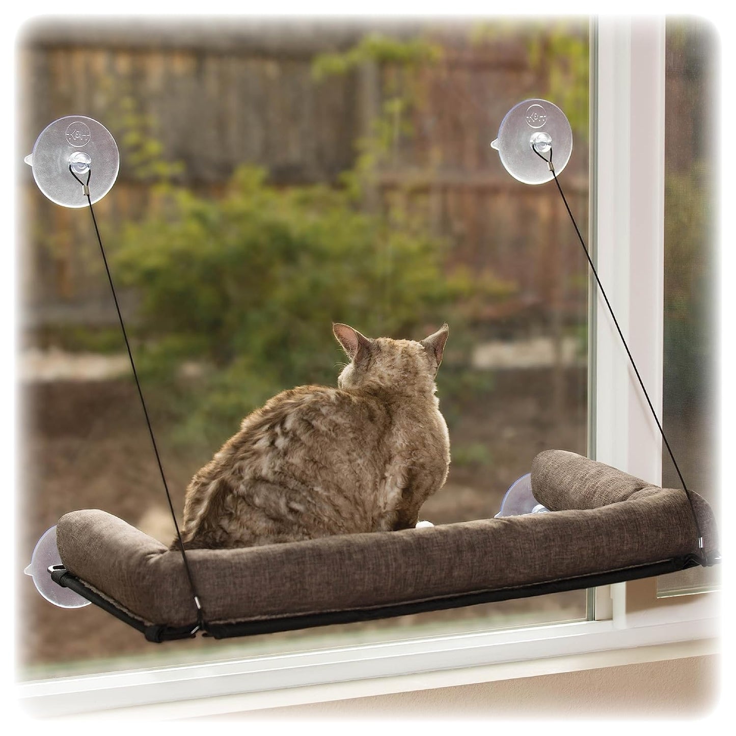 Deluxe Cat Window Perch with Bolster – Chocolate 12"x23"