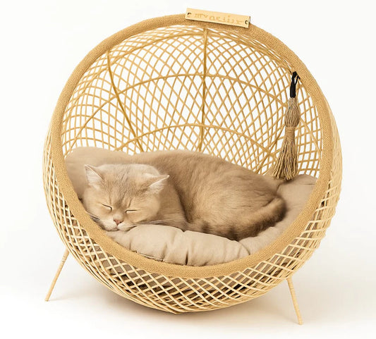 Handmade Luxury Wooden Pet   Bed for Cats & Small Dogs with Soft Cushion