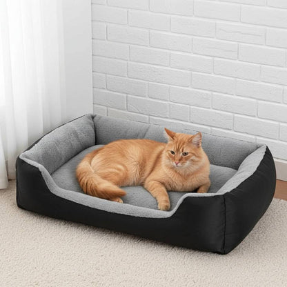 Pet Bed With Soft Fabric & Machine Washable (Black & Gray)