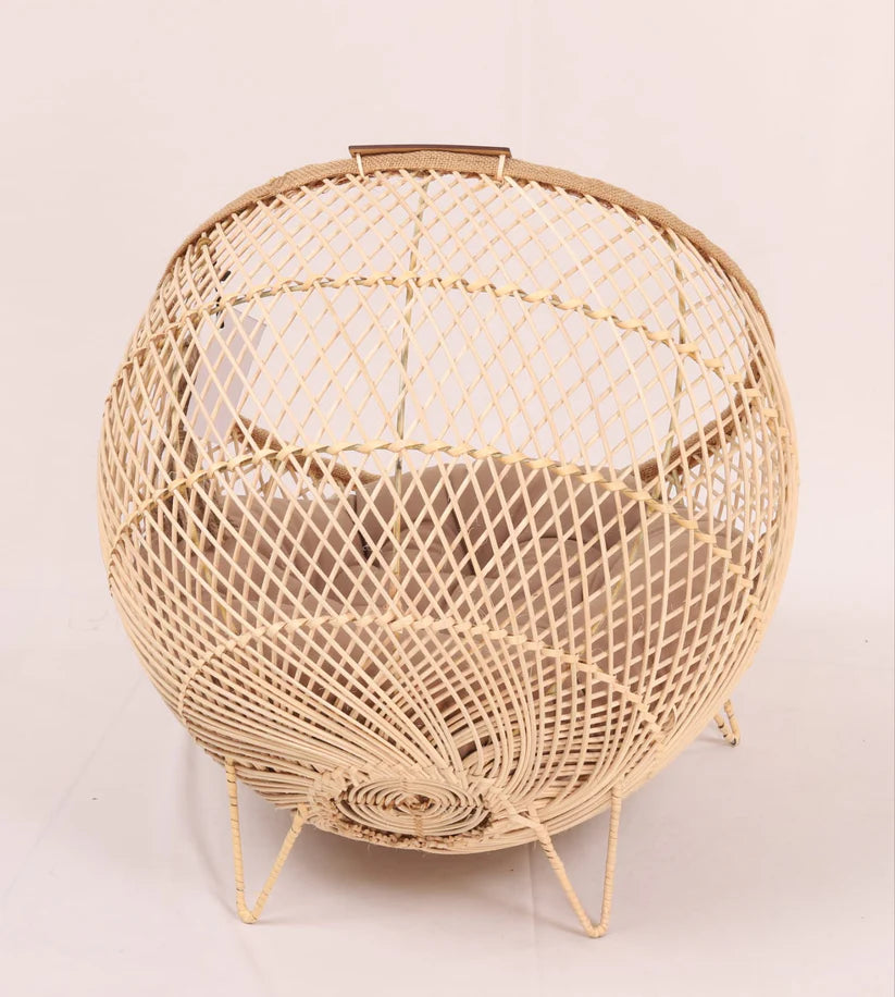Handmade Luxury Wooden Pet   Bed for Cats & Small Dogs with Soft Cushion