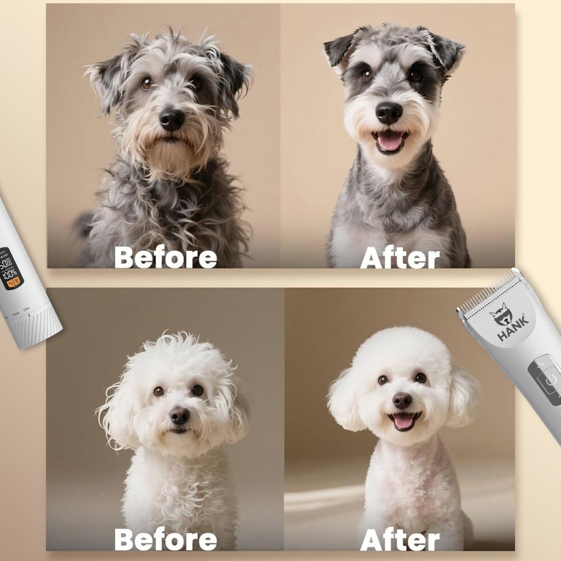 HANK Pet Hair Trimmer With LCD Display, Type C Charging | Suitable for All Breeds