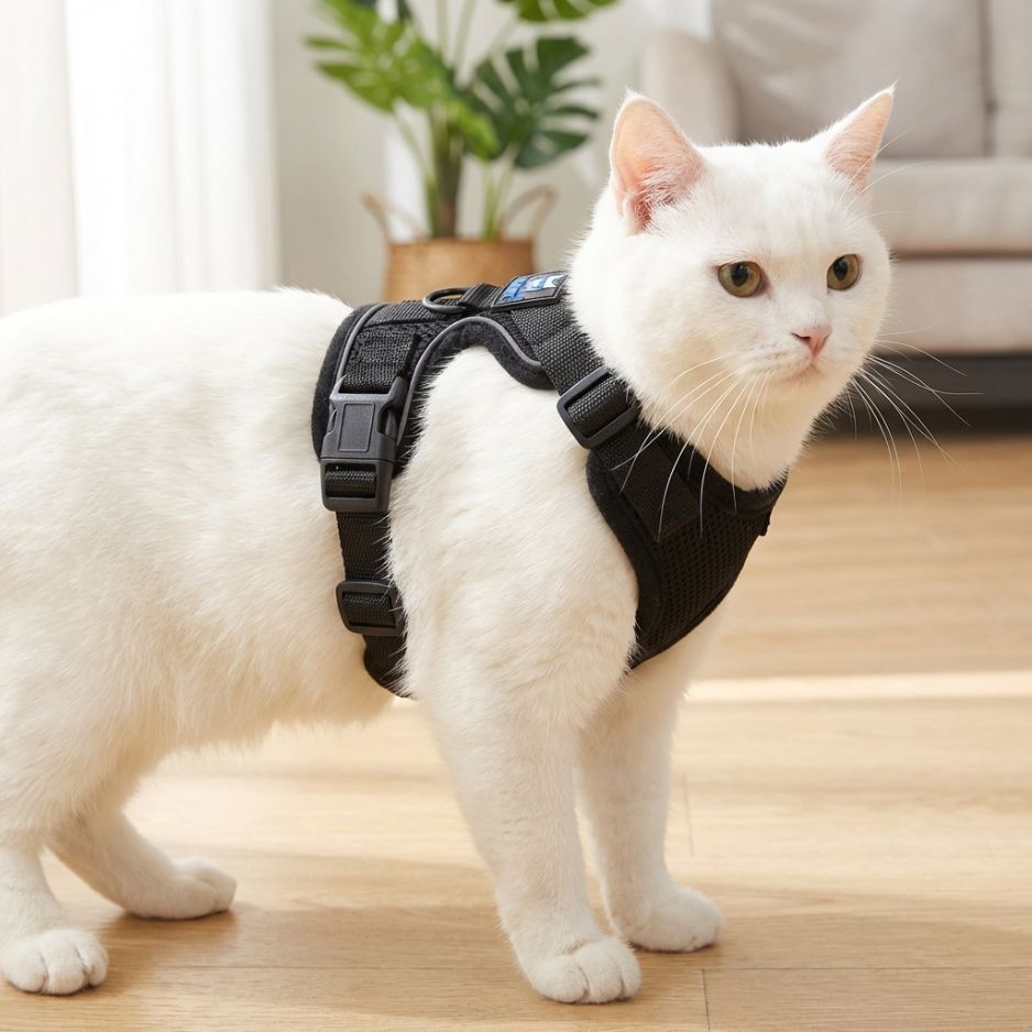 HANK Reflective Cat & Small Dog Harness With Leash For Daily Walks (Black)