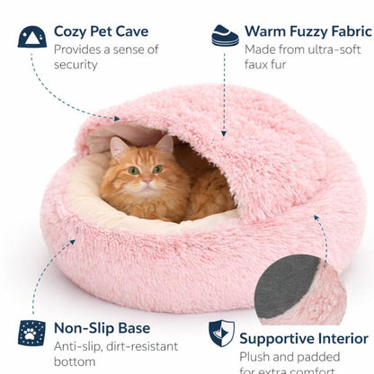 Ultra Soft Plush Round Pet Bed for Dogs & Cats – Washable Bed with Anti-Slip Base