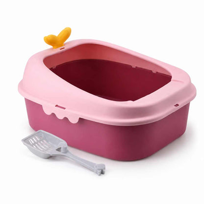 Open Cat Litter Box With High Rim | Anti Scatter Tray For Cats