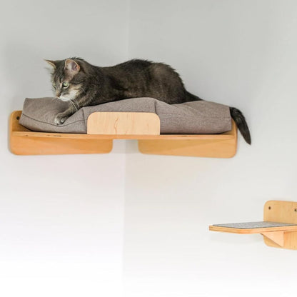 Wall Mounted Cat Shelves & Corner Climber (Brown)