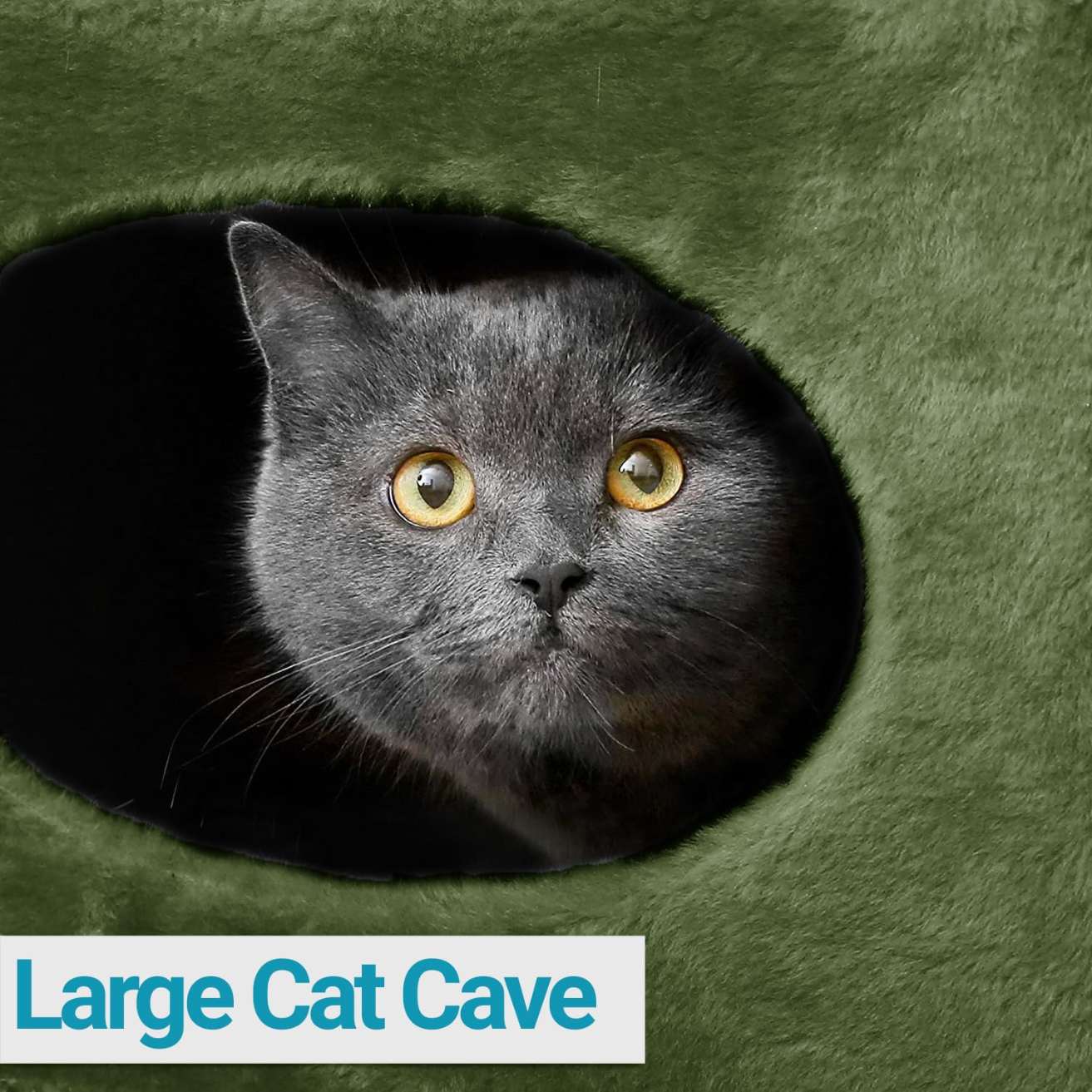 Cat House with Plush Cushion, 2 Levels(Green)