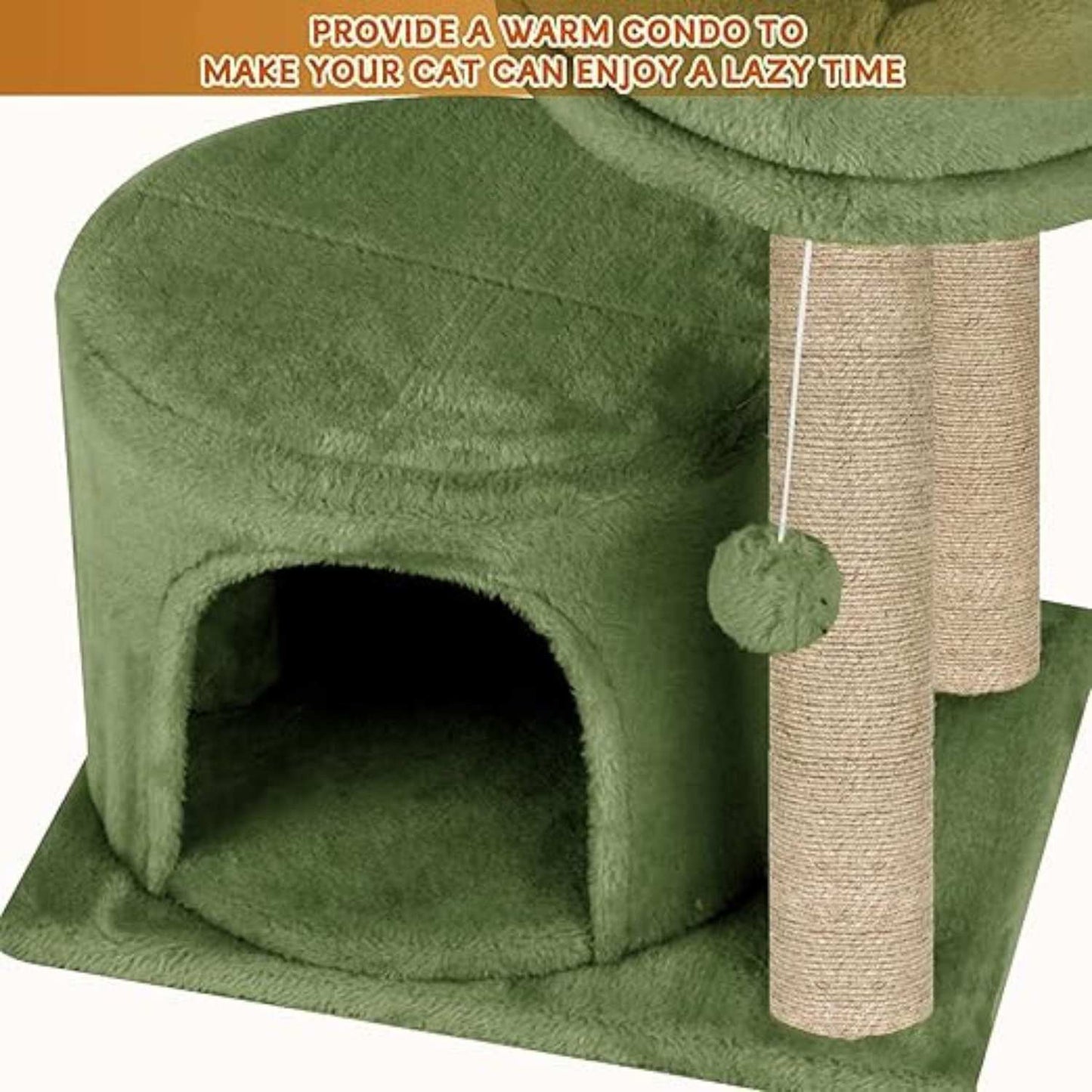 Cat Tree with Condo and Perch, 18 inch Height, 12 inch Condo, 16 inch Perch