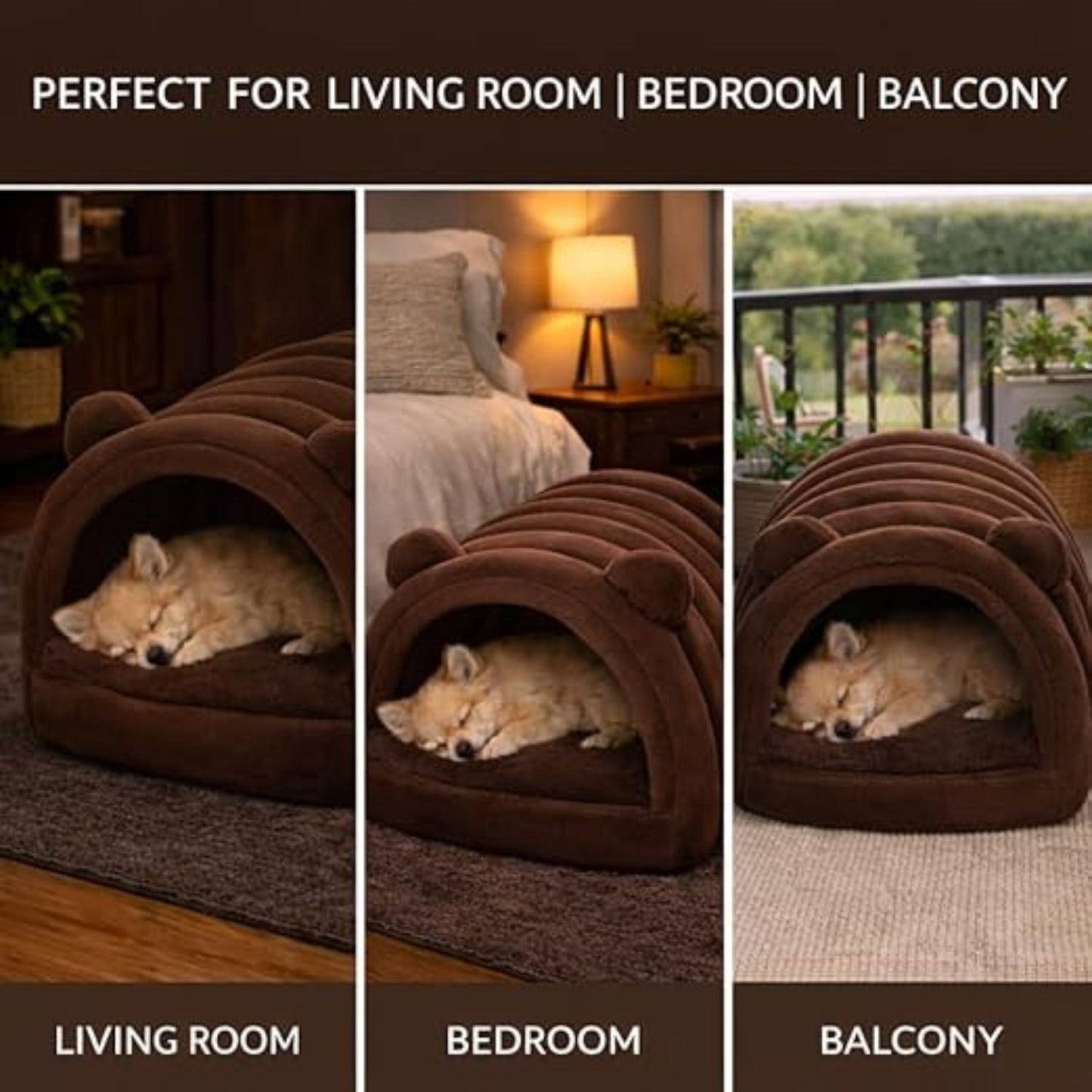 Bear Shape Pet Bed Cave – Soft Plush Indoor Pet House for Cats & Dogs