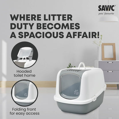 Nestor Jumbo Hooded Cat Litter Box with Carbon Filter (Cold Grey)