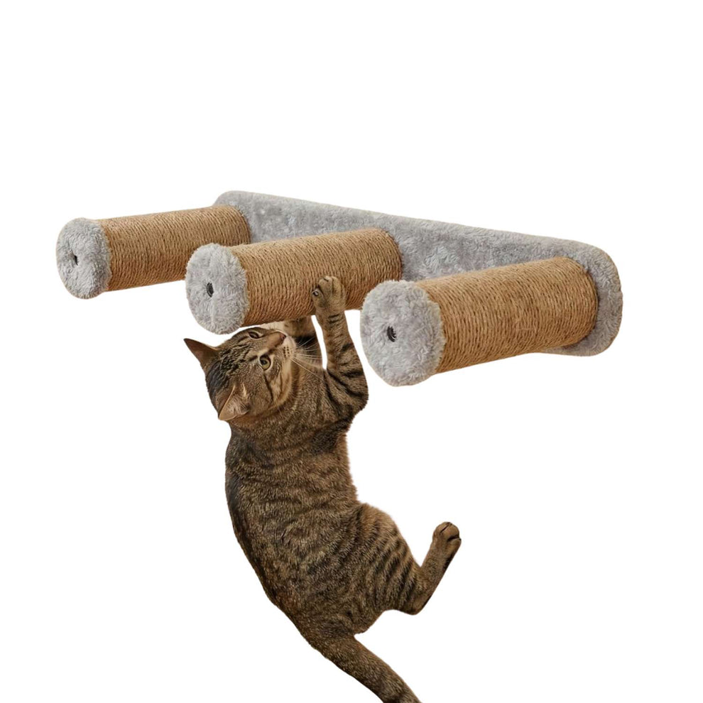 Wall-Mounted Cat Scratcher | Sisal Rope with Plush Mice Toys – HankPets ...