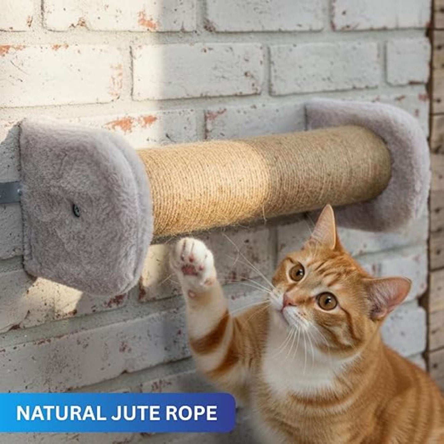 Wall-Mounted Cat Scratching Post 5x16 – Natural Jute Rope Space-Saving Cat Wall Scratcher