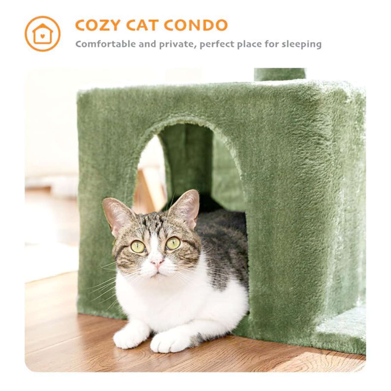 Cat Tree with Scratching Posts, Hammock and Perches(Green)