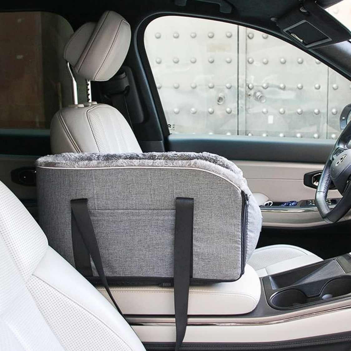 Pet Car Center Console Seat | Elevated Armrest Carrier for Small Dogs & Cats