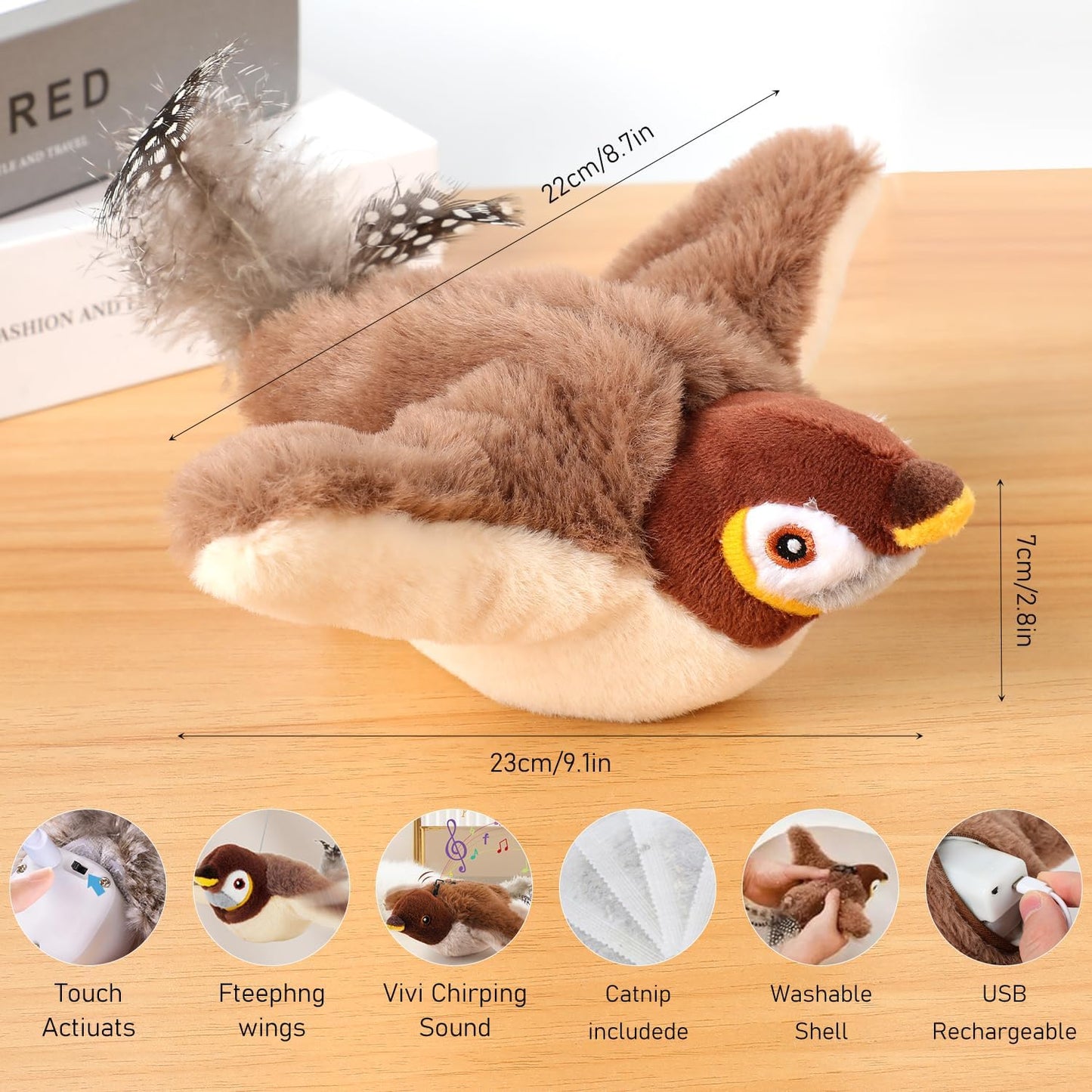 Rechargeable Chirping Flapping Bird Toy For Pets