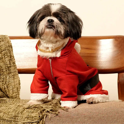 Santa Paws Hoodie | Festive Red Fleece Pet Hoodie