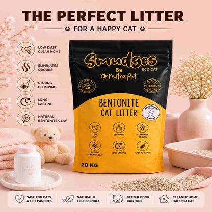 Smudges Eco Bentonite Cat Litter 20kg | Clumping & Baby Powder Scented