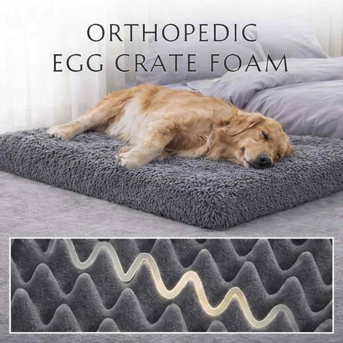High Density Rebond Foam Pet Bed | Soft Washable Grey (Large)