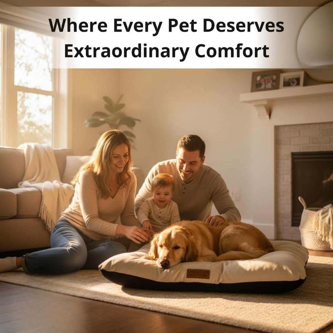 Reversible Pet Bed Washable Velvet Bed With Soft Mattress For Dogs & Cats (Cream)