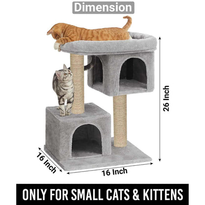 Condo Cat Kitten Activity Tree with Plush Bed & Jute Scratching Post | 26 Inch