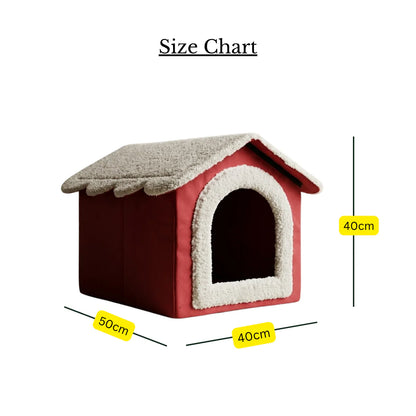 Cozy House Bed For Cats & Small Dogs | Soft Plush Pet Cave