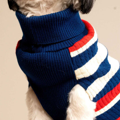 CruiseLine Knit Sweater | Classic Navy Winter Pet Sweater