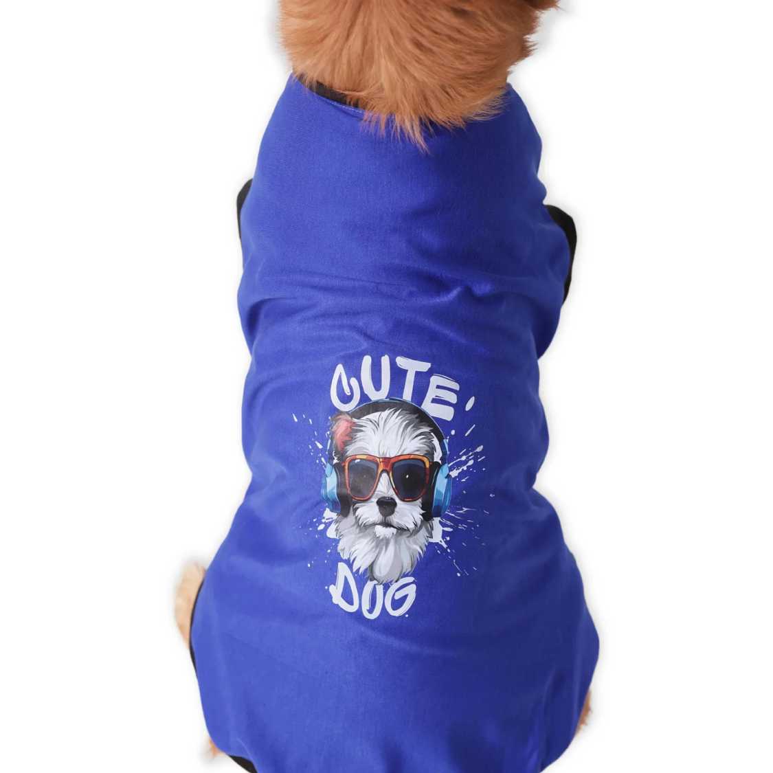Cute Dog Graphic Printed T-Shirt | Casual Everyday Wear (Blue)