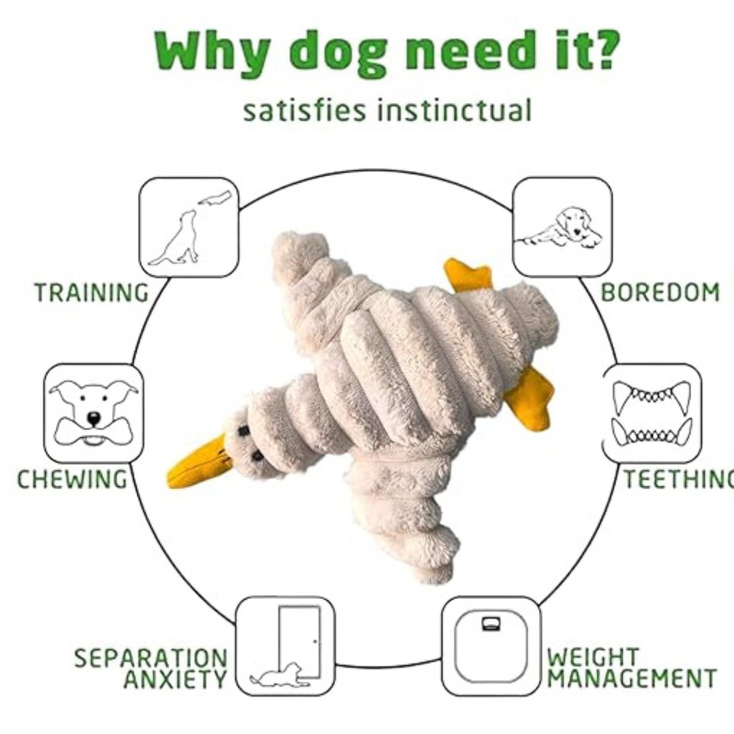 Plush Duck Dog Toy with Squeaker | Soft Stuffed Chew & Teething Toy for Dogs & Cats