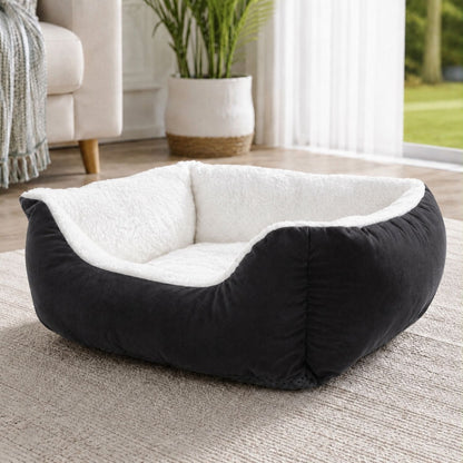 Black Comfort Pet Bed | Soft, Machine Washable & Anti-Skid Base
