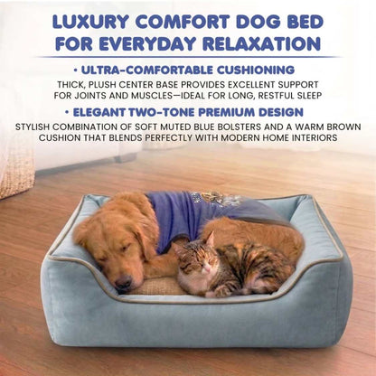 Orthopaedic Pet Bed With Bolster | Washable Anti Slip Dog & Cat Sofa Bed