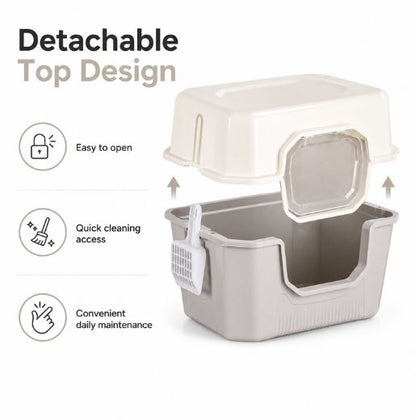 Covered Cat Litter Box With Swing Door & Scoop