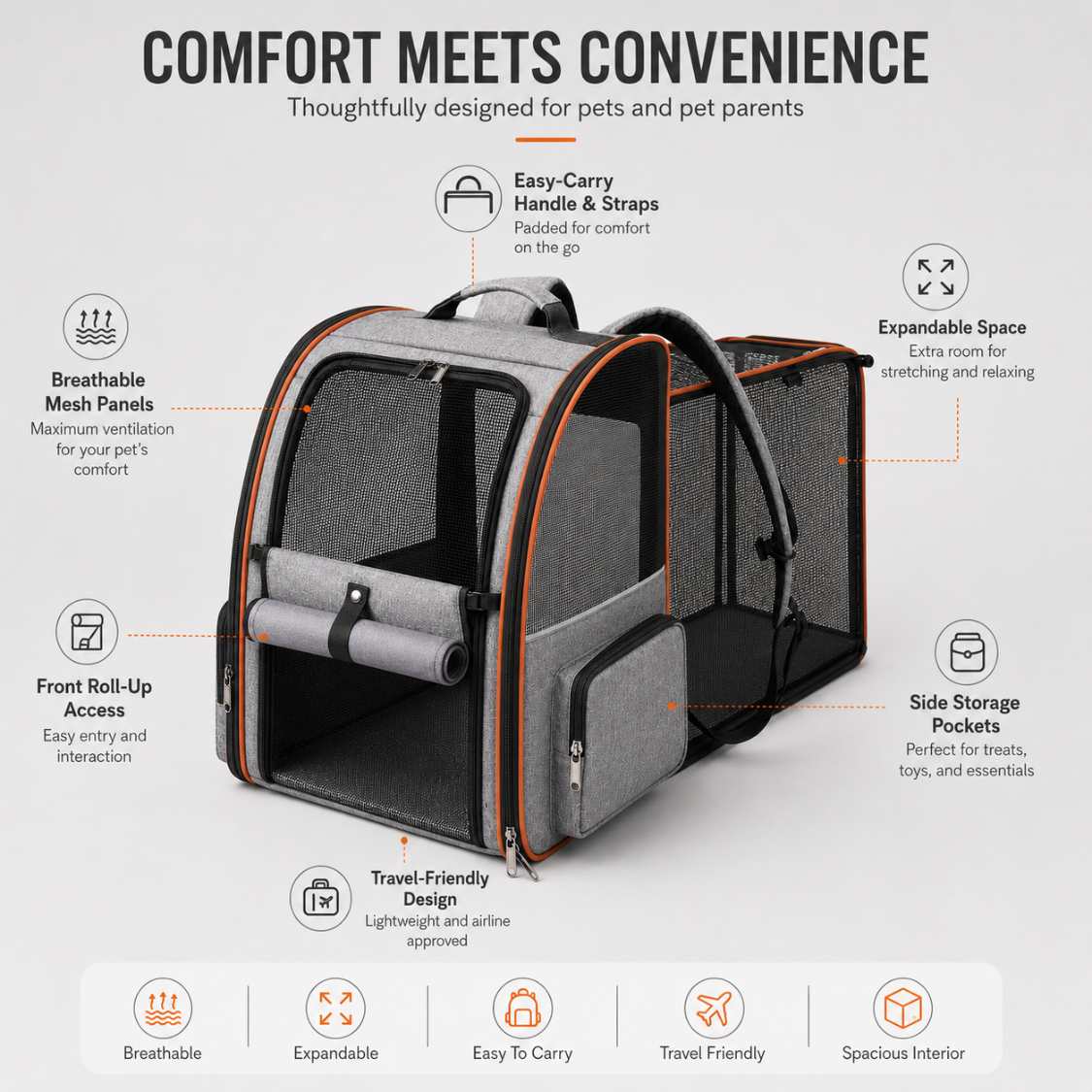 Premium Expandable Cat Backpack Carrier for Travel & Outdoor Use