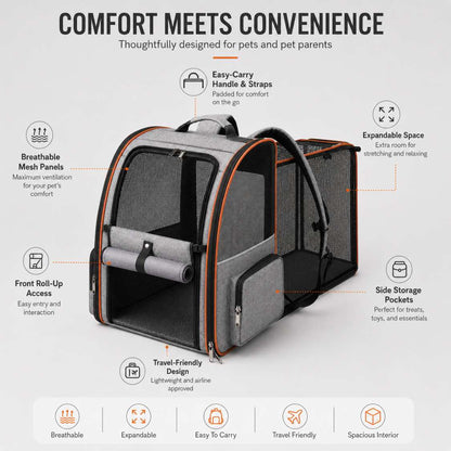 Premium Expandable Cat Backpack Carrier for Travel & Outdoor Use
