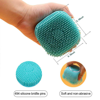 Dog Bath Brush for Short & Long Hair | Pet Shampoo Scrubber & Grooming Brush (Blue)