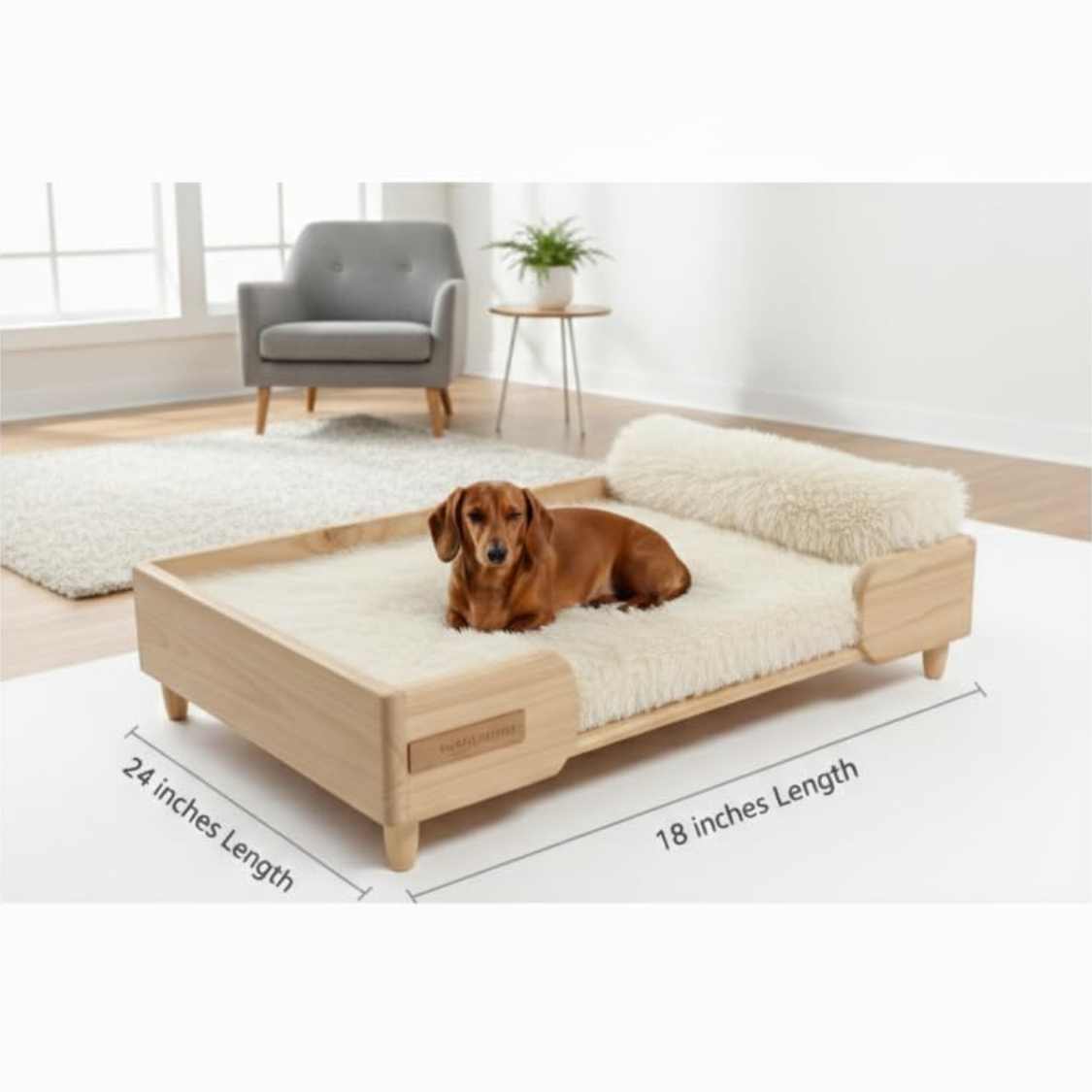 Luxury Wooden Pet Bed With Cushion For Small Dogs & Cats