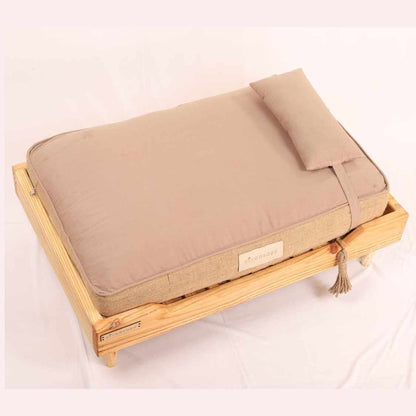 Wooden Dog Bed with Mattress & Cushion | Durable, Comfortable Pet Bed for Large Dogs & Cats