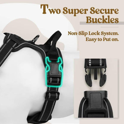 Dog Harness & Leash Set | Reflective No Pull Harness for All Sizes (Black)