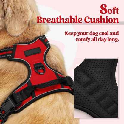 Dog Harness & Leash Set | Reflective No Pull Harness for All Sizes (Red)