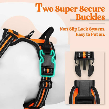 Dog Harness & Leash Set  | Reflective No Pull Harness for All Sizes (Orange)