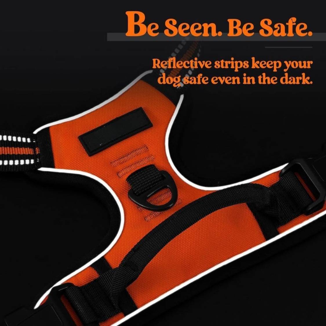 Dog Harness & Leash Set  | Reflective No Pull Harness for All Sizes (Orange)