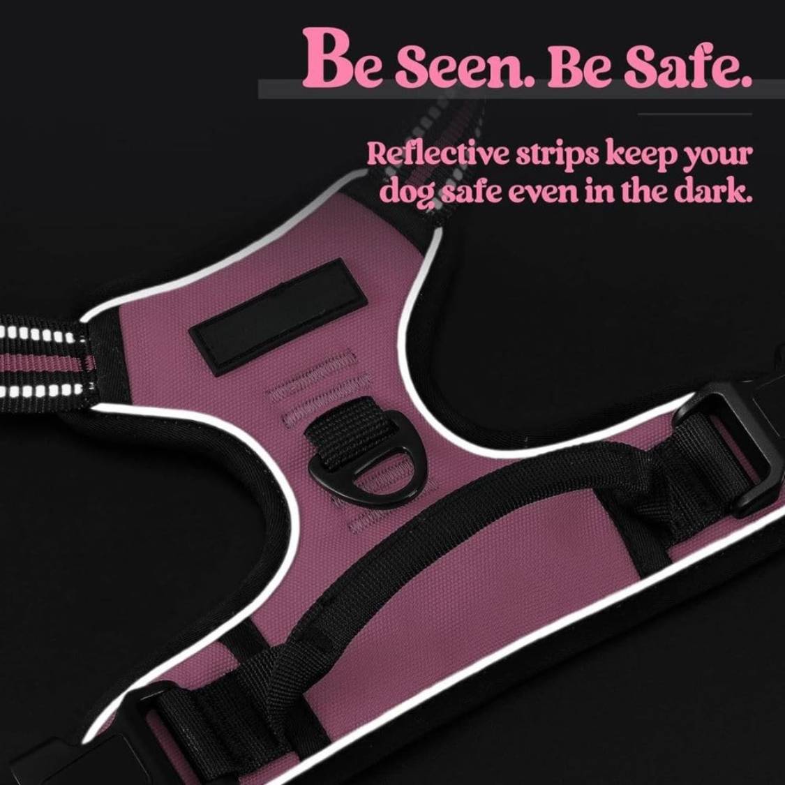 Dog Harness & Leash Set | Reflective No Pull Harness for All Sizes (Pink)